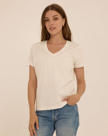 Aria Essential Jersey V-Neck Tee Womens Tops Short Tee Threads 4 Thought 