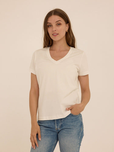 Aria Essential Jersey V-Neck Tee Womens Tops Short Tee Threads 4 Thought 