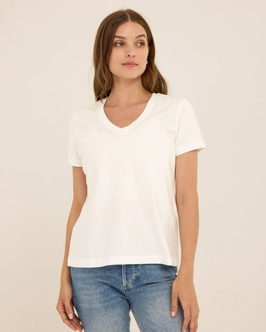 Aria Organic Cotton V-Neck Tee Womens Tops Short Tee Threads 4 Thought 
