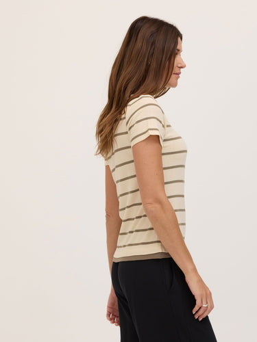 Pearl Caribbean Stripe Feather Rib Layered Tee Threads 4 Thought 
