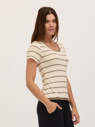 Pearl Caribbean Stripe Feather Rib Layered Tee Threads 4 Thought 