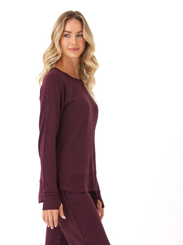 Leelu Feather Fleece Raglan Pullover Womens Tops Long Tee Threads 4 Thought 