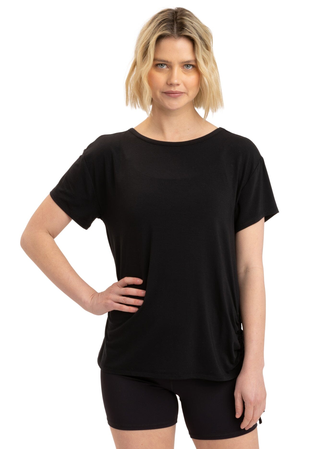 Nia Side Ruched Jersey Tee Womens Tops Short Threads 4 Thought 