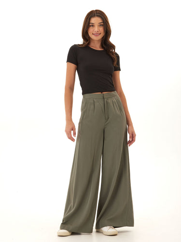 Samirah EcoVero Woven Pleated Wide Leg Pant Womens Bottoms Pants Threads 4 Thought 