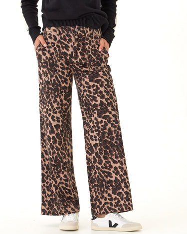 Pamela Wild Animal Print Stretch Twill Wide Leg Pant Womens Bottoms Pants Threads 4 Thought 