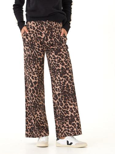 Pamela Wild Animal Print Stretch Twill Wide Leg Pant Womens Bottoms Pants Threads 4 Thought