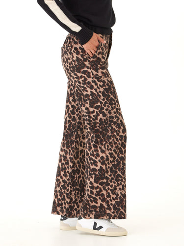 Pamela Wild Animal Print Stretch Twill Wide Leg Pant Womens Bottoms Pants Threads 4 Thought 