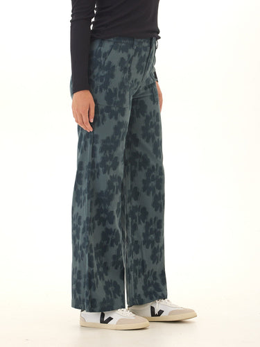 Pamela Sketch Floral Print Stretch Twill Wide Leg Pant Threads 4 Thought 