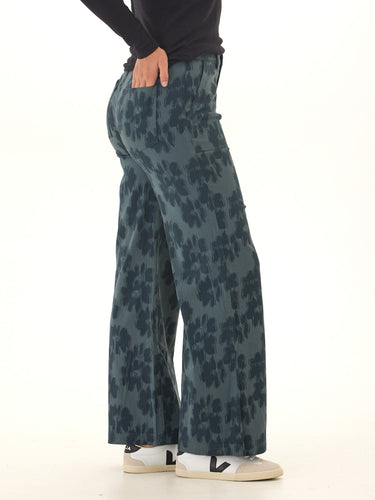 Pamela Sketch Floral Print Stretch Twill Wide Leg Pant Threads 4 Thought 
