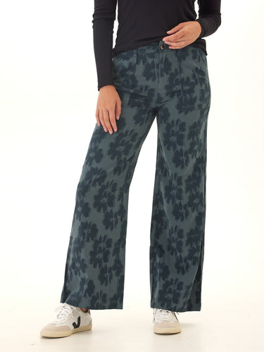 Pamela Sketch Floral Print Stretch Twill Wide Leg Pant Threads 4 Thought 