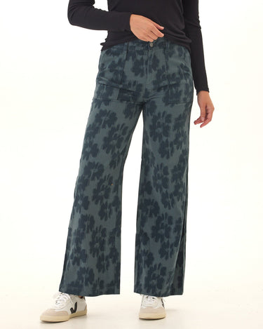 Pamela Sketch Floral Print Stretch Twill Wide Leg Pant Threads 4 Thought 