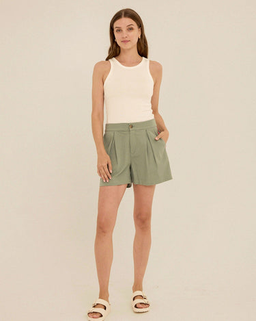Selene Stretch Twill Pleated Trim Detail Short Womens Bottoms Shorts Threads 4 Thought 