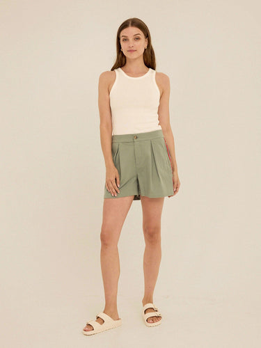 Selene Stretch Twill Pleated Trim Detail Short Womens Bottoms Shorts Threads 4 Thought 