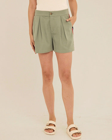 Selene Stretch Twill Pleated Trim Detail Short Womens Bottoms Shorts Threads 4 Thought 