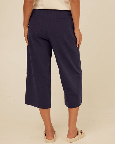 Mikki Stretch Twill Pleated Wide Leg Capri Pant Threads 4 Thought 