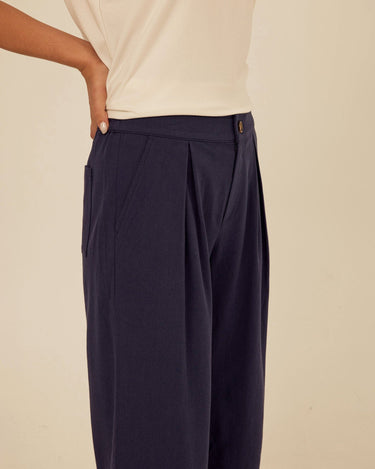 Mikki Stretch Twill Pleated Wide Leg Capri Pant Threads 4 Thought 