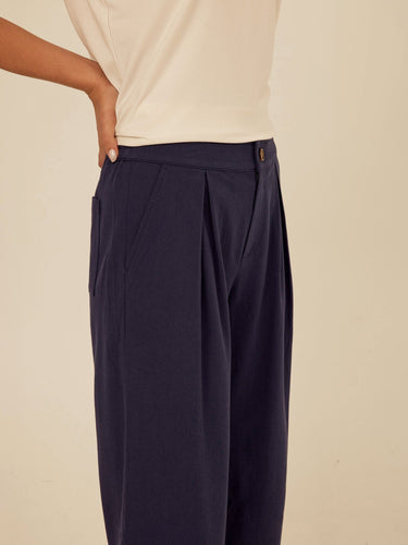 Mikki Stretch Twill Pleated Wide Leg Capri Pant Threads 4 Thought 