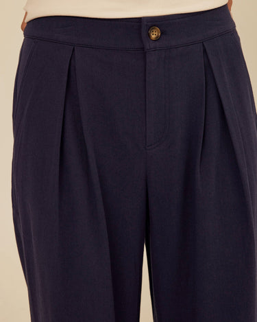 Mikki Stretch Twill Pleated Wide Leg Capri Pant Threads 4 Thought 