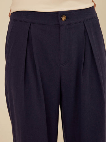 Mikki Stretch Twill Pleated Wide Leg Capri Pant Threads 4 Thought 