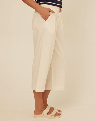 Mikki Stretch Twill Pleated Wide Leg Capri Pant Threads 4 Thought 