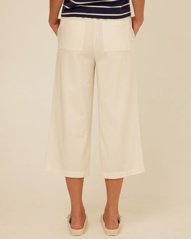 Mikki Stretch Twill Pleated Wide Leg Capri Pant Threads 4 Thought 