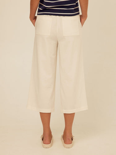 Mikki Stretch Twill Pleated Wide Leg Capri Pant Threads 4 Thought 