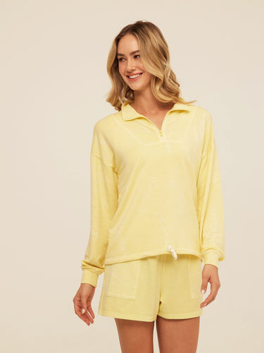 Nyla Spray Wash Modal Terry Half-Zip Pullover Womens Outerwear Sweatshirt Threads 4 Thought 