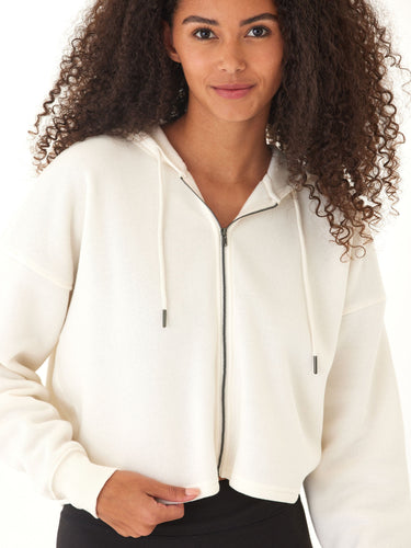 Venetia Triblend Fleece Crop Zip Hoodie Womens Outerwear Sweatshirt Threads 4 Thought 