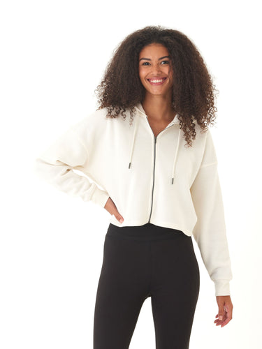 Venetia Triblend Fleece Crop Zip Hoodie Womens Outerwear Sweatshirt Threads 4 Thought 