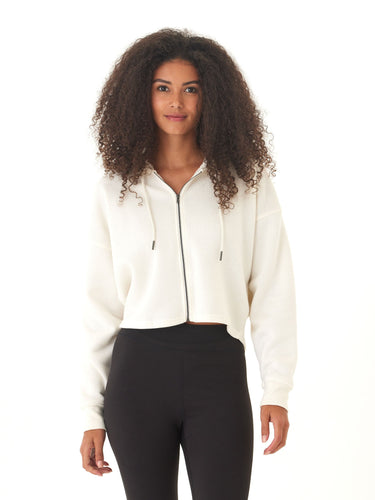 Venetia Triblend Fleece Crop Zip Hoodie Womens Outerwear Sweatshirt Threads 4 Thought 