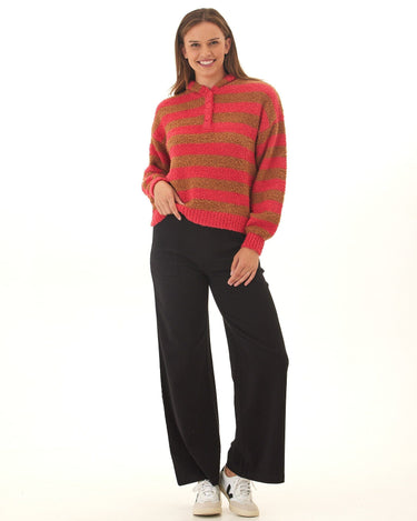 Tanisha Summit Stripe Boucle Henley Hoodie Threads 4 Thought 