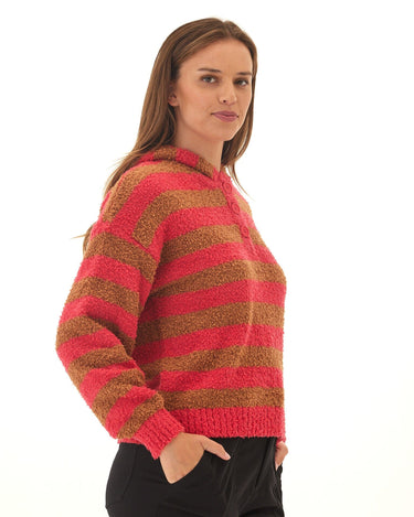 Tanisha Summit Stripe Boucle Henley Hoodie Threads 4 Thought 