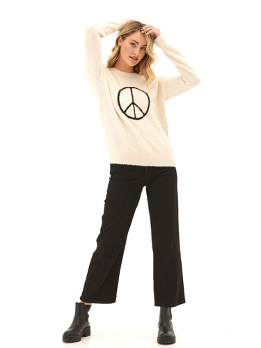 Fuzzy Knit Peace Graphic Pullover Womens Outerwear Sweater Threads 4 Thought 