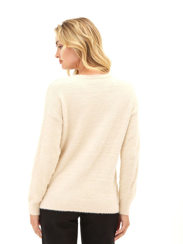 Fuzzy Knit Peace Graphic Pullover Womens Outerwear Sweater Threads 4 Thought 