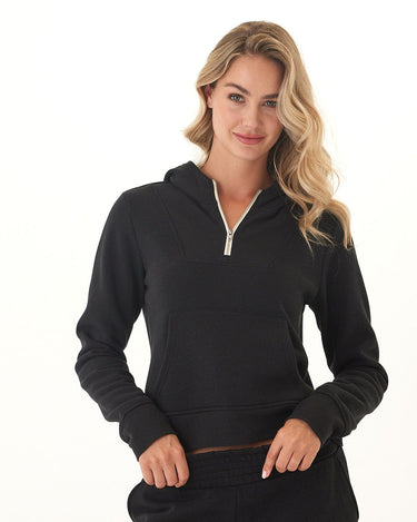 Tyra Triblend Fleece Quarter Zip Hoodie Womens Outerwear Sweatshirt Threads 4 Thought 