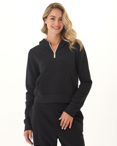 Tyra Triblend Fleece Quarter Zip Hoodie Womens Outerwear Sweatshirt Threads 4 Thought 