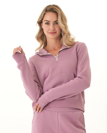 Tyra Triblend Fleece Quarter Zip Hoodie Womens Outerwear Sweatshirt Threads 4 Thought 