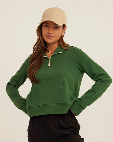 Tyra Triblend Fleece Quarter Zip Hoodie Womens Outerwear Sweatshirt Threads 4 Thought 