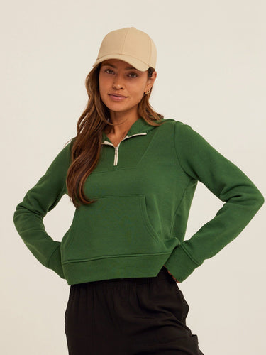 Tyra Triblend Fleece Quarter Zip Hoodie Womens Outerwear Sweatshirt Threads 4 Thought 