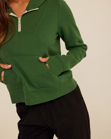 Tyra Triblend Fleece Quarter Zip Hoodie Womens Outerwear Sweatshirt Threads 4 Thought 