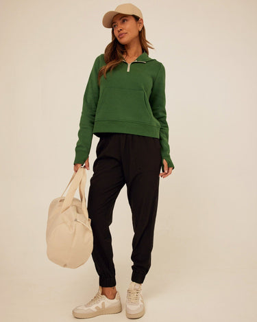 Tyra Triblend Fleece Quarter Zip Hoodie Womens Outerwear Sweatshirt Threads 4 Thought 