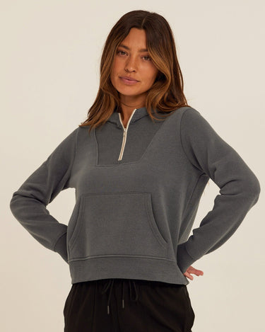 Tyra Triblend Fleece Quarter Zip Hoodie Womens Outerwear Sweatshirt Threads 4 Thought 