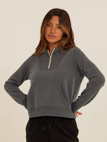 Tyra Triblend Fleece Quarter Zip Hoodie Womens Outerwear Sweatshirt Threads 4 Thought 