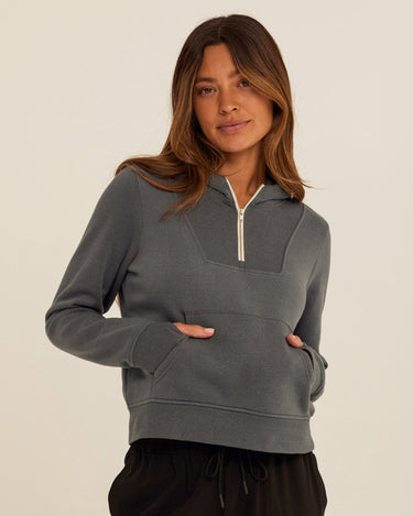 Tyra Triblend Fleece Quarter Zip Hoodie Womens Outerwear Sweatshirt Threads 4 Thought 