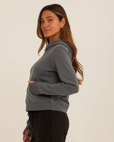 Tyra Triblend Fleece Quarter Zip Hoodie Womens Outerwear Sweatshirt Threads 4 Thought 