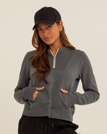 Tyra Triblend Fleece Quarter Zip Hoodie Womens Outerwear Sweatshirt Threads 4 Thought 