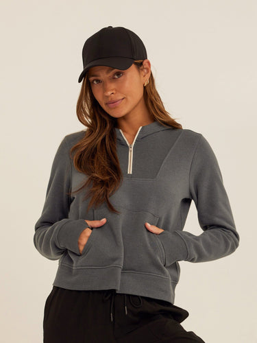 Tyra Triblend Fleece Quarter Zip Hoodie Womens Outerwear Sweatshirt Threads 4 Thought 