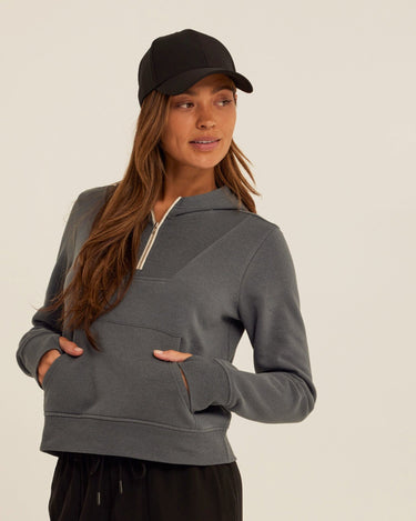 Tyra Triblend Fleece Quarter Zip Hoodie Womens Outerwear Sweatshirt Threads 4 Thought 