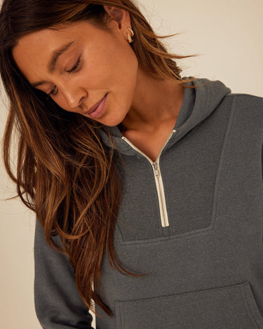 Tyra Triblend Fleece Quarter Zip Hoodie Womens Outerwear Sweatshirt Threads 4 Thought 