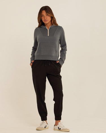 Tyra Triblend Fleece Quarter Zip Hoodie Womens Outerwear Sweatshirt Threads 4 Thought 